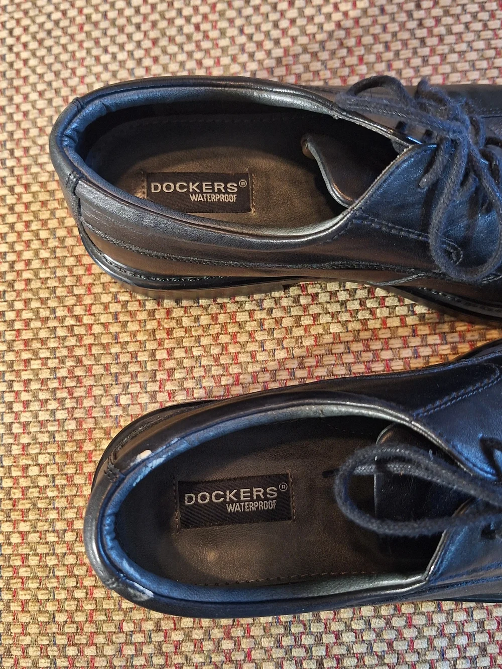 Dockers Black Leather Lace-Up Oxfords Dress Shoes Waterproof
